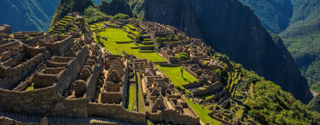 Vista aérea de Machu Picchu, Peru