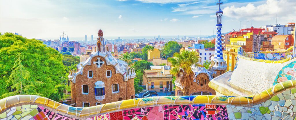 Vista do Parque Guell em Barcelona, Espanha