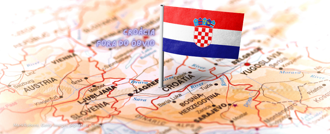 Mapa da Croácia com bandeira fincada