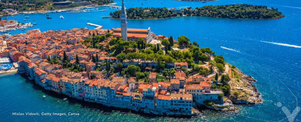 Vista aérea de Rovinj, Croácia