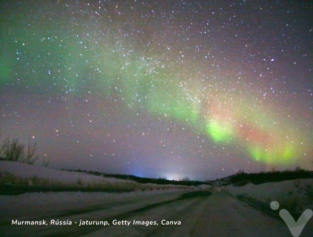 Aurora Boreal em Murmansk, Rússia