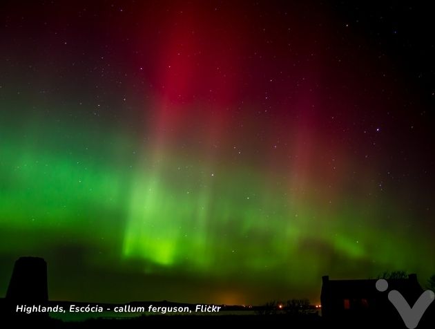 Aurora Boreal nas Highlands, Escócia
