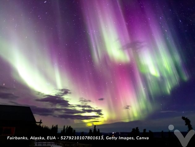 Aurora Boreal em Fairbanks, Alaska, EUA