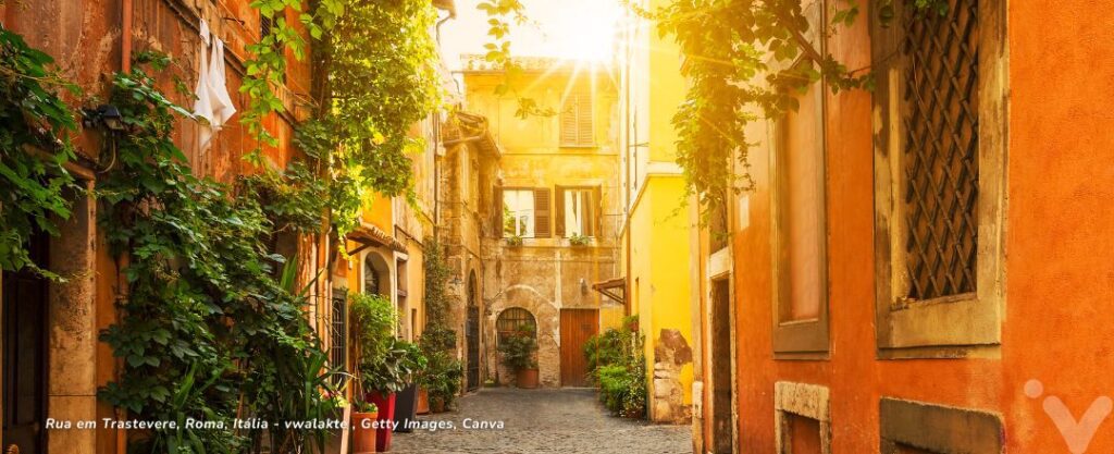 Rua em Trastevere, Roma, Itália