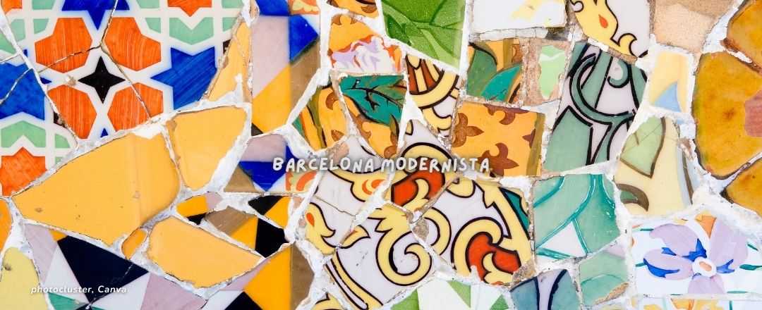 Painel no Parc Guell, Barcelona, Espanha