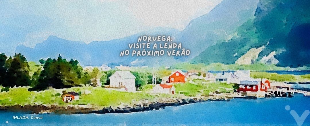 Aquarela de cidade na Noruega