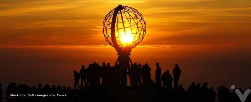 Sol da meia-noite em Nordkapp, Noruega