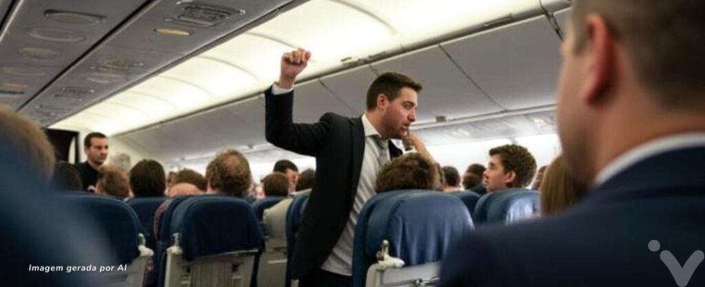 Passageiro brigando dentro de avião